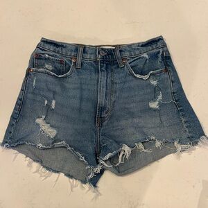Abercrombie & Fitch Distressed Curvy High Rise Mom Shorts